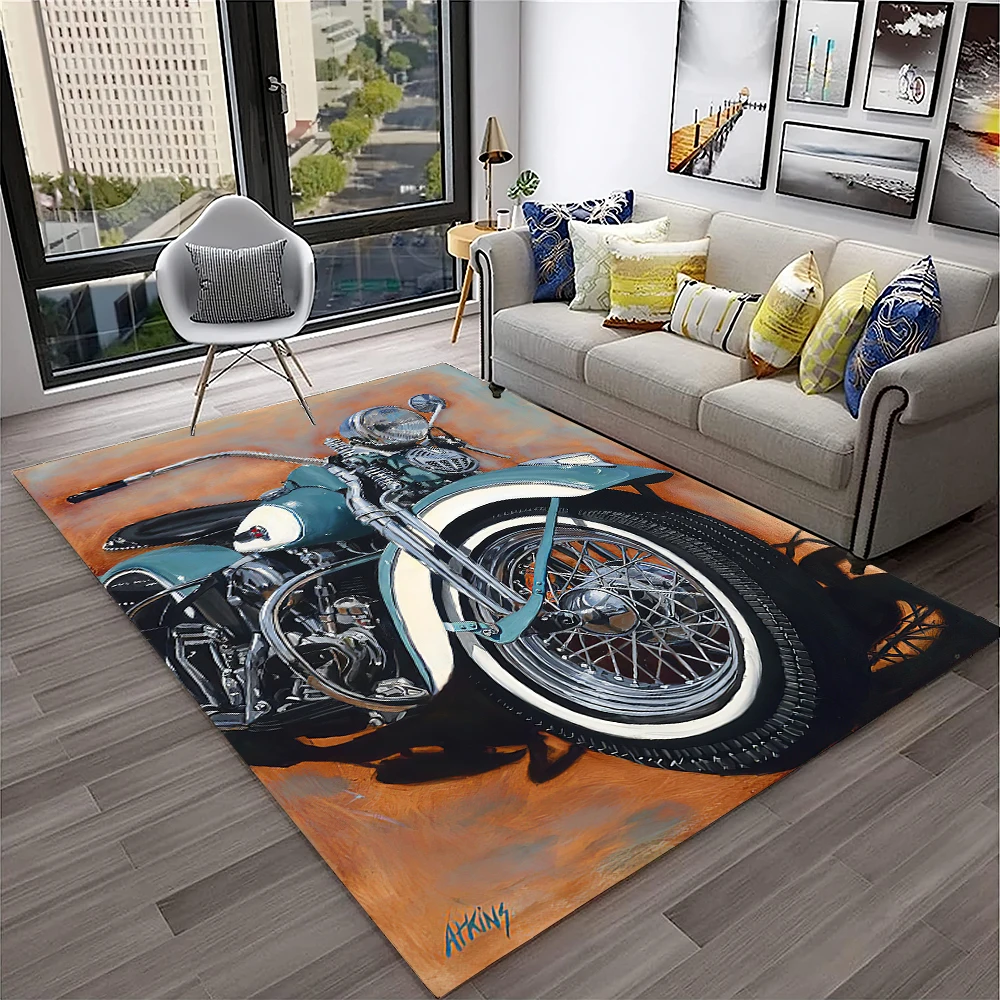 Commercial Printing For Sale - 3D Ретро Мотоциклетный Винтажный Ковер Для